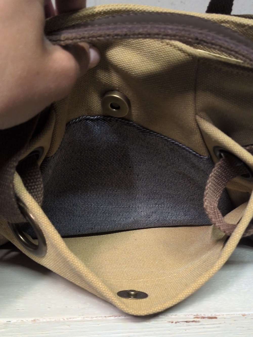 Zede PONT-DES-ARTS (XS) Canvas Crossbody Purse, Beige, like new - Picture 5 of 8